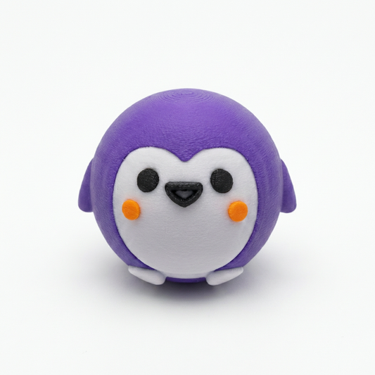Purple 3D Printed Penguin Figurine - Desk Decoration Toy