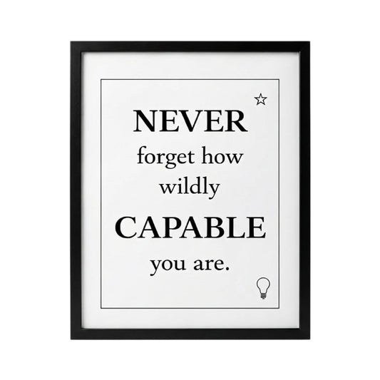 Never Forget How Wildly Capable You Are Inspirational Framed Wall Decor 8x10 and 11x14 sizes (Copy)